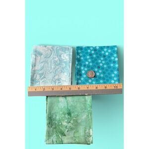 Fabric Quilt Craft Cotton 3 Fat Quarters Blue Tone Prints Polka Dots‎ Abstract